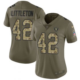 Wholesale Cheap Nike Raiders #42 Cory Littleton Olive/Camo Women\'s Stitched NFL Limited 2017 Salute To Service Jersey