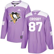 Wholesale Cheap Adidas Penguins #87 Sidney Crosby Purple Authentic Fights Cancer Stitched Youth NHL Jersey