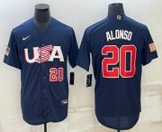 Cheap Men's USA Baseball #20 Pete Alonso Number 2023 Navy World Baseball Classic Stitched Jersey