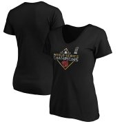 Wholesale Cheap Washington Nationals Majestic Women's 2019 World Series Champions Parade V-Neck T-Shirt Black
