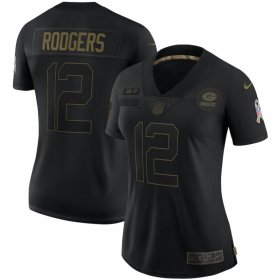 Cheap Green Bay Packers #12 Aaron Rodgers Nike Women\'s 2020 Salute To Service Limited Jersey Black