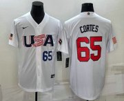 Cheap Men's USA Baseball #65 Nestor Cortes Number 2023 White World Classic Stitched Jersey