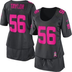 Wholesale Cheap Nike Giants #56 Lawrence Taylor Dark Grey Women\'s Breast Cancer Awareness Stitched NFL Elite Jersey