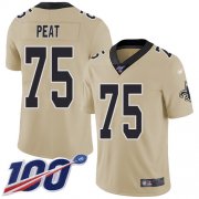 Wholesale Cheap Nike Saints #75 Andrus Peat Gold Men's Stitched NFL Limited Inverted Legend 100th Season Jersey