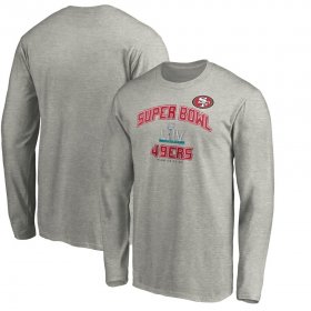 Wholesale Cheap Men\'s San Francisco 49ers NFL Heather Gray Super Bowl LIV Bound Heart & Soul Long Sleeve T-Shirt