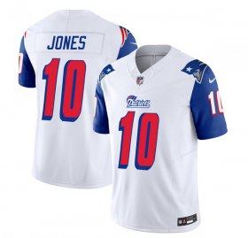 Wholesale Cheap Men\'s New England Patriots #10 Mac Jones White Blue 2023 F.U.S.E. Vapor Limited Football Stitched Jersey