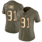 Wholesale Cheap Nike Dolphins #91 Cameron Wake Olive/Gold Women's Stitched NFL Limited 2017 Salute to Service Jersey
