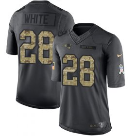 Wholesale Cheap Nike Patriots #28 James White Black Men\'s Stitched NFL Limited 2016 Salute To Service Jersey