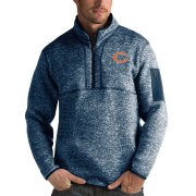 Wholesale Cheap Men's Chicago Bears Heather Navy Antigua Fortune Quarter-Zip Pullover Jacket
