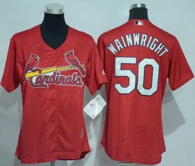 Wholesale Cheap Cardinals #50 Adam Wainwright Red Women\'s Alternate Stitched MLB Jersey