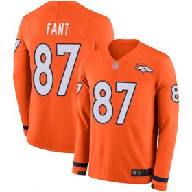 Wholesale Cheap Nike Broncos #87 Noah Fant Orange Team Color Men\'s Stitched NFL Limited Therma Long Sleeve Jersey