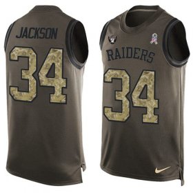 Wholesale Cheap Nike Raiders #34 Bo Jackson Green Men\'s Stitched NFL Limited Salute To Service Tank Top Jersey