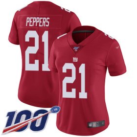 Wholesale Cheap Nike Giants #21 Jabrill Peppers Red Alternate Women\'s Stitched NFL 100th Season Vapor Limited Jersey