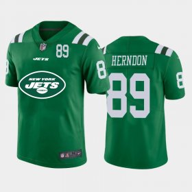 Wholesale Cheap New York Jets #89 Chris Herndon Green Men\'s Nike Big Team Logo Player Vapor Limited NFL Jersey