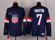 Wholesale Cheap 2014 Olympic Team USA #7 Paul Martin Navy Blue Stitched NHL Jersey