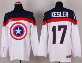 Wholesale Cheap Olympic Team USA #17 Ryan Kesler White Captain America Fashion Stitched NHL Jersey