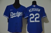 Wholesale Cheap Youth Los Angeles Dodgers #22 Clayton Kershaw Blue Stitched MLB Cool Base Nike Jersey