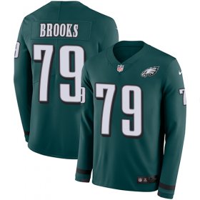 Wholesale Cheap Nike Eagles #79 Brandon Brooks Midnight Green Team Color Men\'s Stitched NFL Limited Therma Long Sleeve Jersey