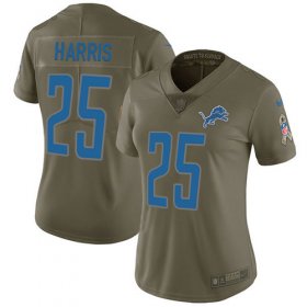 Wholesale Cheap Nike Lions #25 Will Harris Olive Women\'s Stitched NFL Limited 2017 Salute to Service Jersey