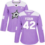 Cheap Adidas Stars #42 Taylor Fedun Purple Authentic Fights Cancer Women's Stitched NHL Jersey