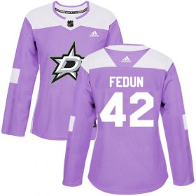 Cheap Adidas Stars #42 Taylor Fedun Purple Authentic Fights Cancer Women\'s Stitched NHL Jersey