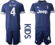 Wholesale Cheap Youth 2020-2021 club Juventus away blue 4 Soccer Jerseys