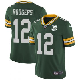 Wholesale Cheap Nike Packers #12 Aaron Rodgers Green Team Color Men\'s 100th Season Stitched NFL Vapor Untouchable Limited Jersey