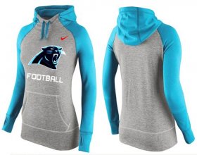 Wholesale Cheap Women\'s Nike Carolina Panthers Performance Hoodie Grey & Light Blue_1