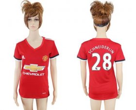 Wholesale Cheap Women\'s Manchester United #28 Schneiderlin Red Home Soccer Club Jersey