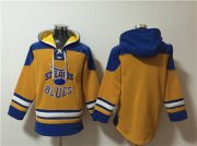 Cheap Men's St. Louis Blues Blank Yellow Ageless Must-Have Lace-Up Pullover Hoodie