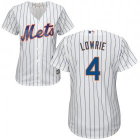 Wholesale Cheap Mets #4 Jed Lowrie White Women\'s Cool Base Stitched MLB Jersey