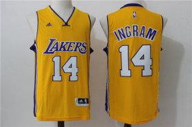 Wholesale Cheap Men\'s Los Angeles Lakers #14 White Revolution Yellow 30 Swingman Basketball Jersey