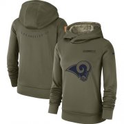 Wholesale Cheap Women's Los Angeles Rams Nike Olive Salute to Service Sideline Therma Performance Pullover Hoodie