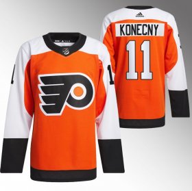 Cheap Men\'s Philadelphia Flyers #11 Travis Konecny 2023-24 Orange Stitched Jersey
