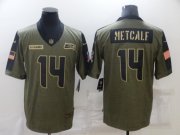 Wholesale Cheap Men's Seattle Seahawks #14 DK Metcalf Nike Olive 2021 Salute To Service Limited Player Jersey