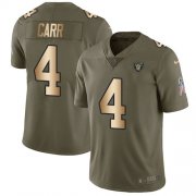 Wholesale Cheap Nike Raiders #4 Derek Carr Olive/Gold Men's Stitched NFL Limited 2017 Salute To Service Jersey