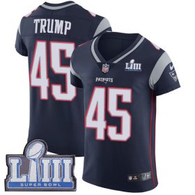 Wholesale Cheap Nike Patriots #45 Donald Trump Navy Blue Team Color Super Bowl LIII Bound Men\'s Stitched NFL Vapor Untouchable Elite Jersey