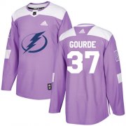 Cheap Adidas Lightning #37 Yanni Gourde Purple Authentic Fights Cancer Stitched Youth NHL Jersey
