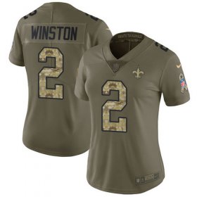 Wholesale Cheap Nike Saints #2 Jameis Winston Olive/Camo Women\'s Stitched NFL Limited 2017 Salute To Service Jersey