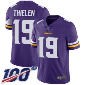 Wholesale Cheap Nike Vikings #19 Adam Thielen Purple Team Color Men\'s Stitched NFL 100th Season Vapor Limited Jersey