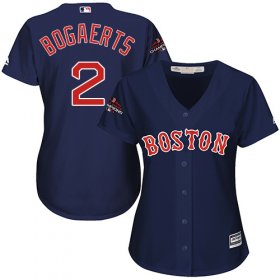 Wholesale Cheap Red Sox #2 Xander Bogaerts Navy Blue Alternate 2018 World Series Champions Women\'s Stitched MLB Jersey