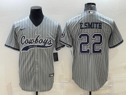 Wholesale Cheap Men's Dallas Cowboys #22 Emmitt Smith Grey With Patch Cool Base Stitched Baseball Jersey