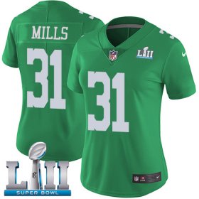 Wholesale Cheap Nike Eagles #31 Jalen Mills Green Super Bowl LII Women\'s Stitched NFL Limited Rush Jersey