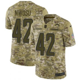Wholesale Cheap Nike Chargers #42 Uchenna Nwosu Camo Men\'s Stitched NFL Limited 2018 Salute To Service Jersey