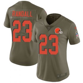 Wholesale Cheap Nike Browns #23 Damarious Randall Olive Women\'s Stitched NFL Limited 2017 Salute to Service Jersey