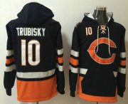 Wholesale Cheap Men's Chicago Bears #10 Mitchell Trubisky NEW Navy Blue Pocket Stitched NFL Pullover Hoodie