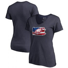 Wholesale Cheap Women\'s Philadelphia Eagles NFL Pro Line by Fanatics Branded Navy Banner State V-Neck T-Shirt