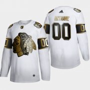 Wholesale Cheap Chicago Blackhawks Custom Men's Adidas White Golden Edition Limited Stitched NHL Jersey
