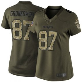 Wholesale Cheap Nike Patriots #87 Rob Gronkowski Green Women\'s Stitched NFL Limited 2015 Salute to Service Jersey