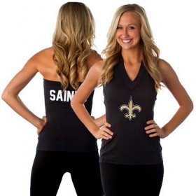 Wholesale Cheap Women\'s All Sports Couture New Orleans Saints Blown Coverage Halter Top